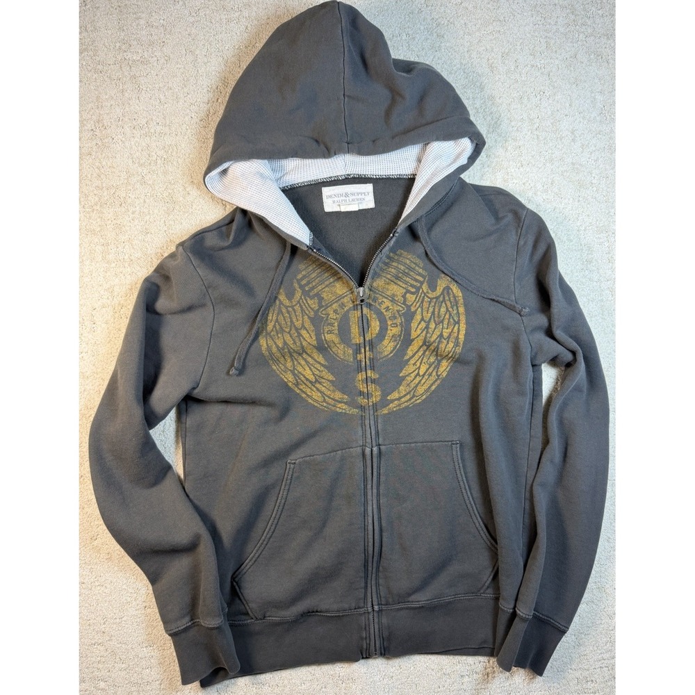 Ralph Lauren Denim & Supply Hoodie Pullover Wings Flag Full Zip Men's Sz Medium